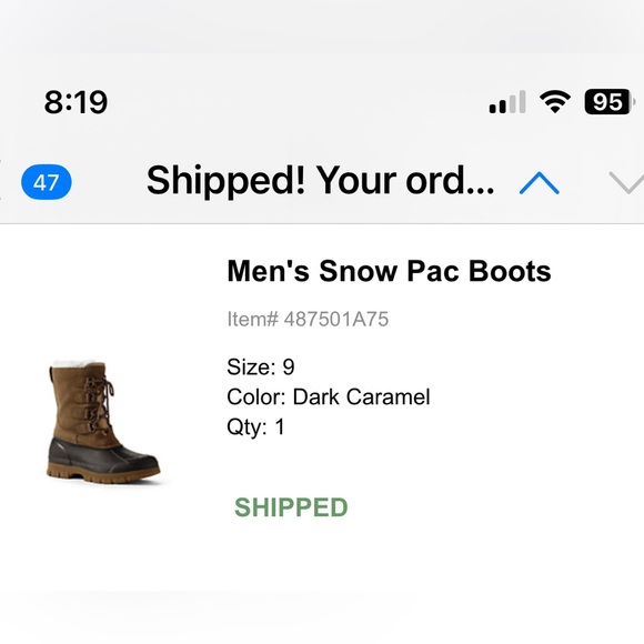 Lands’ End Mens 394765 Insulated Suede Snow Pac Boots Mid Calf Lace Up Brown 9 D - Picture 5 of 9